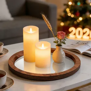 Plateau décoratif en miroir en bois comme pièce centrale pour table basse et déco de fête