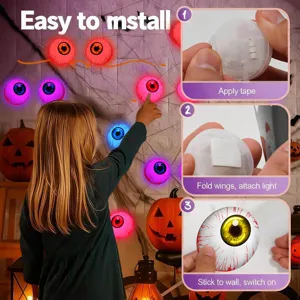 Halloween LED leuchtende Augen Wandleuchte Detailansicht mit einfachen Montageanleitung.