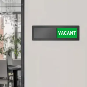 Acrylic magnetic status sign for office door, blank or vacant indicator board for workplace.