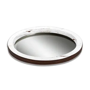 Plateau miroir en bois rond plat décoratif pour affichage de bougies accessoire de fête