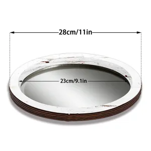 Plateau de bougie miroir en bois vue detaillee montrant le diametre global et taille.
