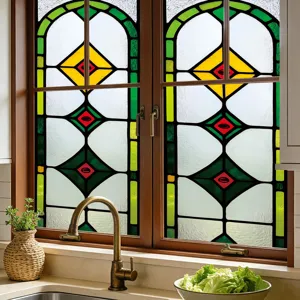 Stained glass window film static cling decorative privacy window sticker geometric pattern home