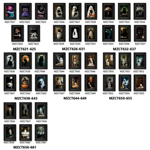 Halloween ghost wooden fridge magnet decorative picture frame variant catalog display set