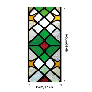 Stained glass window film static cling geometric pattern decorative privacy sticker detail view.