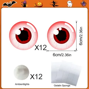 Halloween LED φωτεινά μάτια αυτοκόλλητα τοίχου πάρτι διακόσμηση αξεσουάρ σετ 12 τμχ