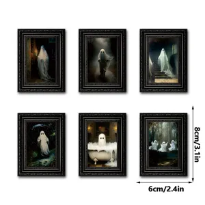 Halloween ghost fridge magnet set, mini black wooden photo frame wall and home decor.