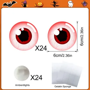 Διακόσμηση ματιών LED Halloween με 24 τεμάχια και αυτοκόλλητα σφουγγάρια
