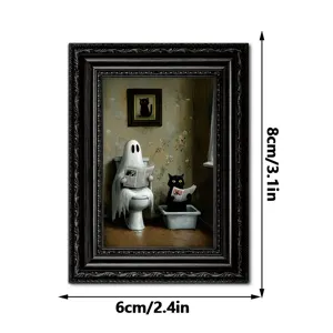 Halloween ghost black cat fridge magnet wooden photo frame cute funny home decoration sticker