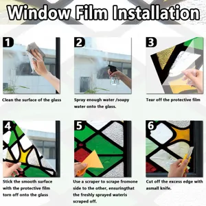 Step-by-step window film installation guide showing clear application instructions for users.