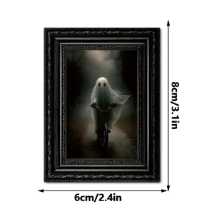 Halloween spooky ghost magnetic fridge sticker wooden photo frame home decor 8x6cm gift