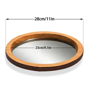 Plateau miroir en bois rond plat décoratif pour table de fête décoration présentoir support