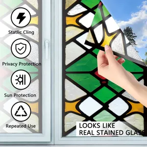 Static window film stained glass decorative privacy sticker for home and office doors.