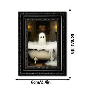Cute Halloween ghost in bathtub wooden photo frame refrigerator magnet decorative holiday gifts