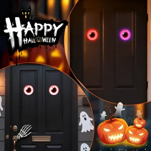 Halloween LED φωτεινα ματια αυτοκολλητα τοιχου τρομακτικο παρτυ πορτα διακοσμηση αυτοκολλητα