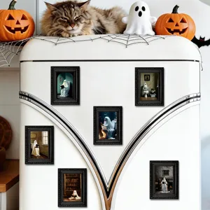 Halloween ghost fridge magnets decorative wooden picture frame stickers for holiday kitchen decor