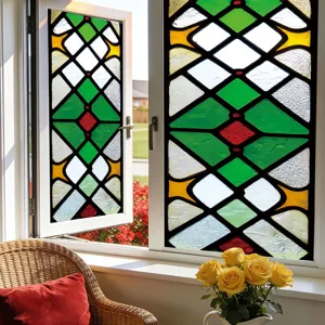 Stained glass window film decorative privacy window sticker static cling home decor detail view