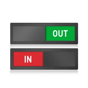 Acrylic office sliding door status sign with red and green indicator panels for easy use.