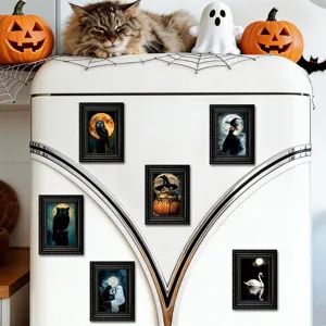 Halloween Holz Bilderrahmen Kühlschrankmagnete, gruselige Feiertagsdekoration für den Kühlschrank.