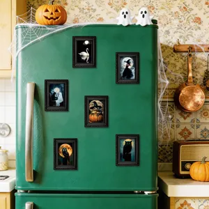 Halloween Holz Bilderrahmen Magnetische Kühlschrankaufkleber gotische Hexe Deko für Küche