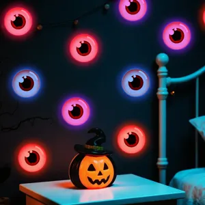 Αυτοκόλλητα τοίχου Halloween LED με φωτεινά μάτια και διακοσμητικό νυχτερινό φως κολοκύθας.