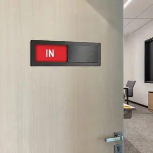 Acrylic magnetic status office door sign, sliding room indicator for meetings and workplace.