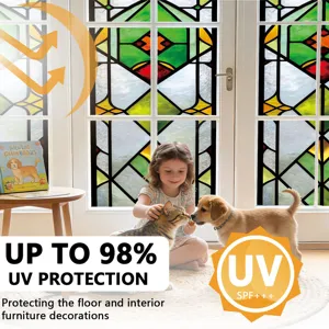 Stained glass window film static cling privacy decorative window UV protection sticker.