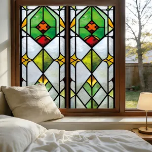Decorative stained glass window film static cling privacy sticker for home bedroom detail