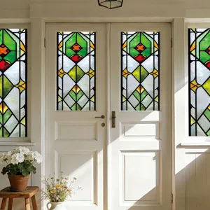 Decorative window glass film static cling geometric stained glass sticker for home decor