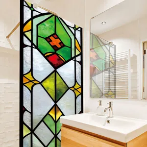 Stained glass window film decorative privacy static cling glass sticker for home bathroom