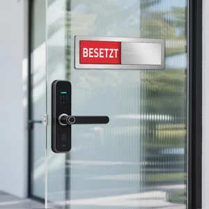 Acrylic magnetic office status sign slider, occupied vacant door indicator for meeting room use.