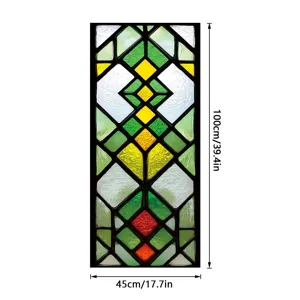 Stained glass window film geometric decorative sticker 100x45cm static cling home decor
