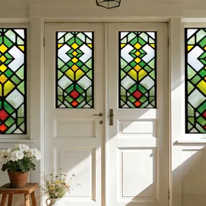 Stained glass window film decorative geometric static cling glass sticker for home decor detail.