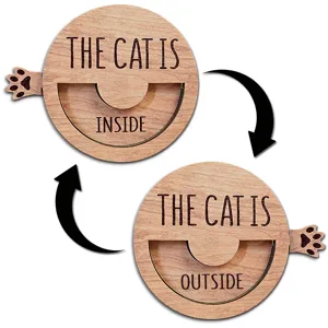 Wooden magnetic rotating pet status sign cat inside outside indicator cute home decor