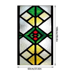 Stained glass window sticker static cling decorative film geometric pattern 100x60cm