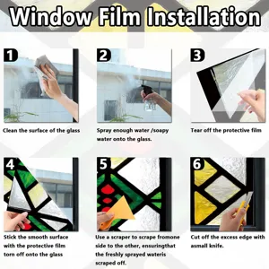 Window glass film installation guide, easy static cling frosted decorative sticker for home decor.