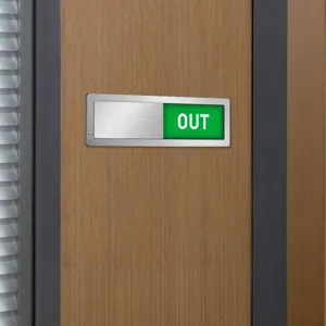Acrylic magnetic office door status indicator sign, sliding vacant busy sign for room.