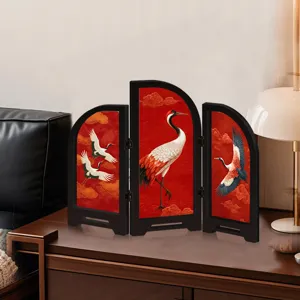 Chinese style mini acrylic folding screen desktop ornament exquisite detail view display