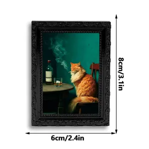 3D Vintage Katzen Kühlschrankmagnet Harz Bilderrahmen süße Tier dekorative Magnetaufkleber
