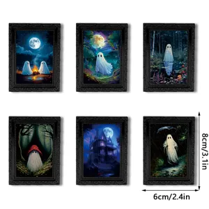 Halloween Geist Bild Kühlschrankmagnet dekorativer Vintage Mini Fotorahmen Set gruselig