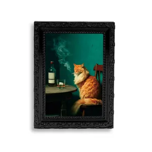 Vintage Katzen Kühlschrankmagnet retro gerahmte Kunst dekorativer Magnet für Zuhause