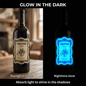 Autocollant de bouteille d'Halloween phosphorescent étiquette déco fête fantôme étanche