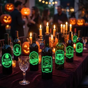 Halloween αυτοκόλλητα φθοριοσμού για μπουκάλια φίλτρου διακόσμηση πάρτι τρόμου