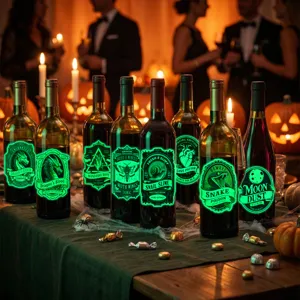 Αυτοκόλλητα μπουκαλιών Halloween φθορίζουσες ετικέτες φίλτρων για πάρτι διακόσμηση