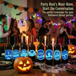Autocollants lumineux pour bouteilles de vin Halloween étiquettes effrayantes déco fête