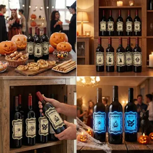 Autocollants de bouteille Halloween étanches étiquettes vintage lumineuses pour fête