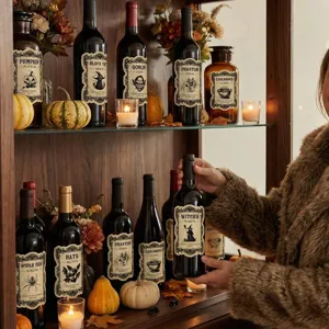 Autocollants de bouteille de potion d'Halloween étiquettes décoratives rétro pour fête