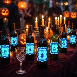 Halloween lumineux potion bouteille autocollants fluorescents fete decor details vue