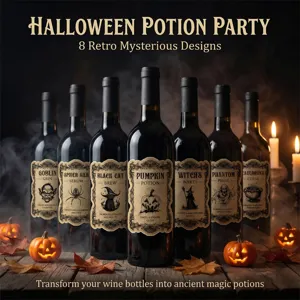 Autocollants de bouteille de potion d'Halloween rétro étiquettes déco pour vin de fête.