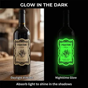 Autocollant de bouteille de potion d'Halloween luminescent, décalcomanie fluorescente vintage.