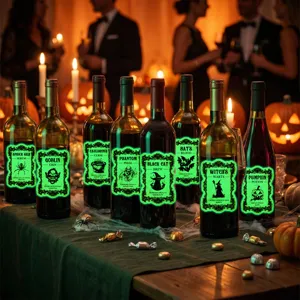 Autocollants de bouteille de potion lumineuse Halloween étanches fluorescents pour fête